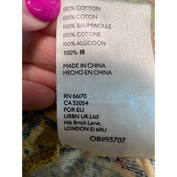 Pilcro Anthropologie Mustard Yellow Floral Paisley Corduroy Button Down Shirt M - Picture 9 of 11